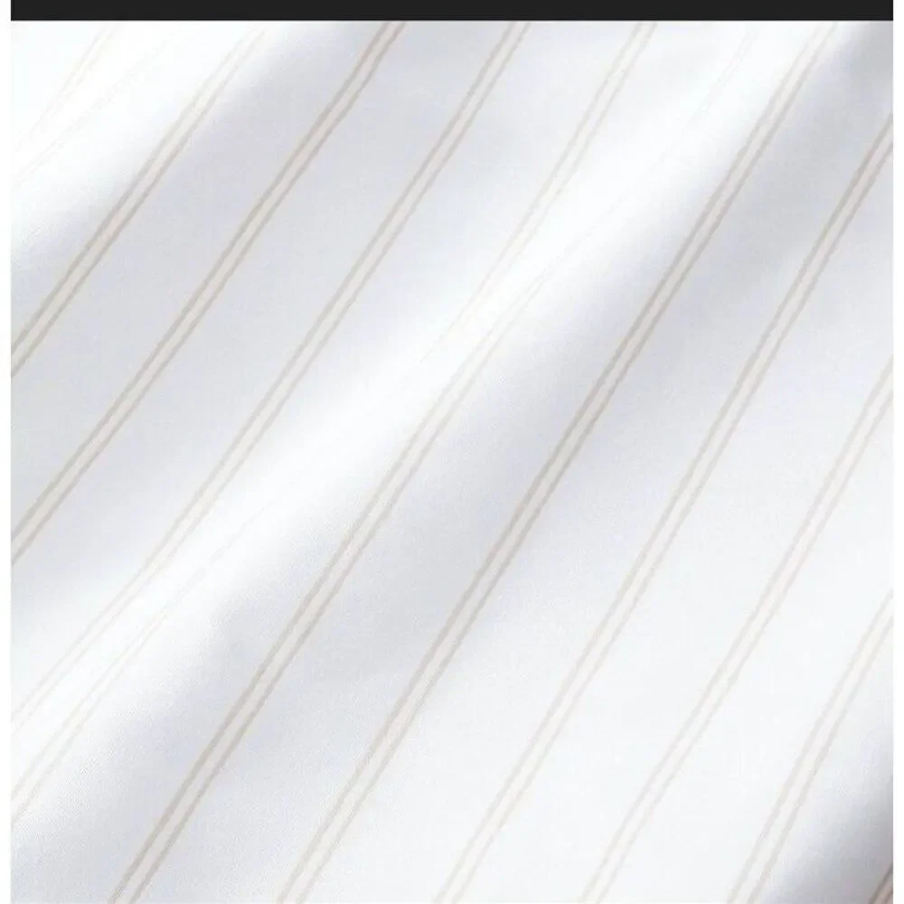 Threshold Full Kaki Striped Bed Flat Top Sheet